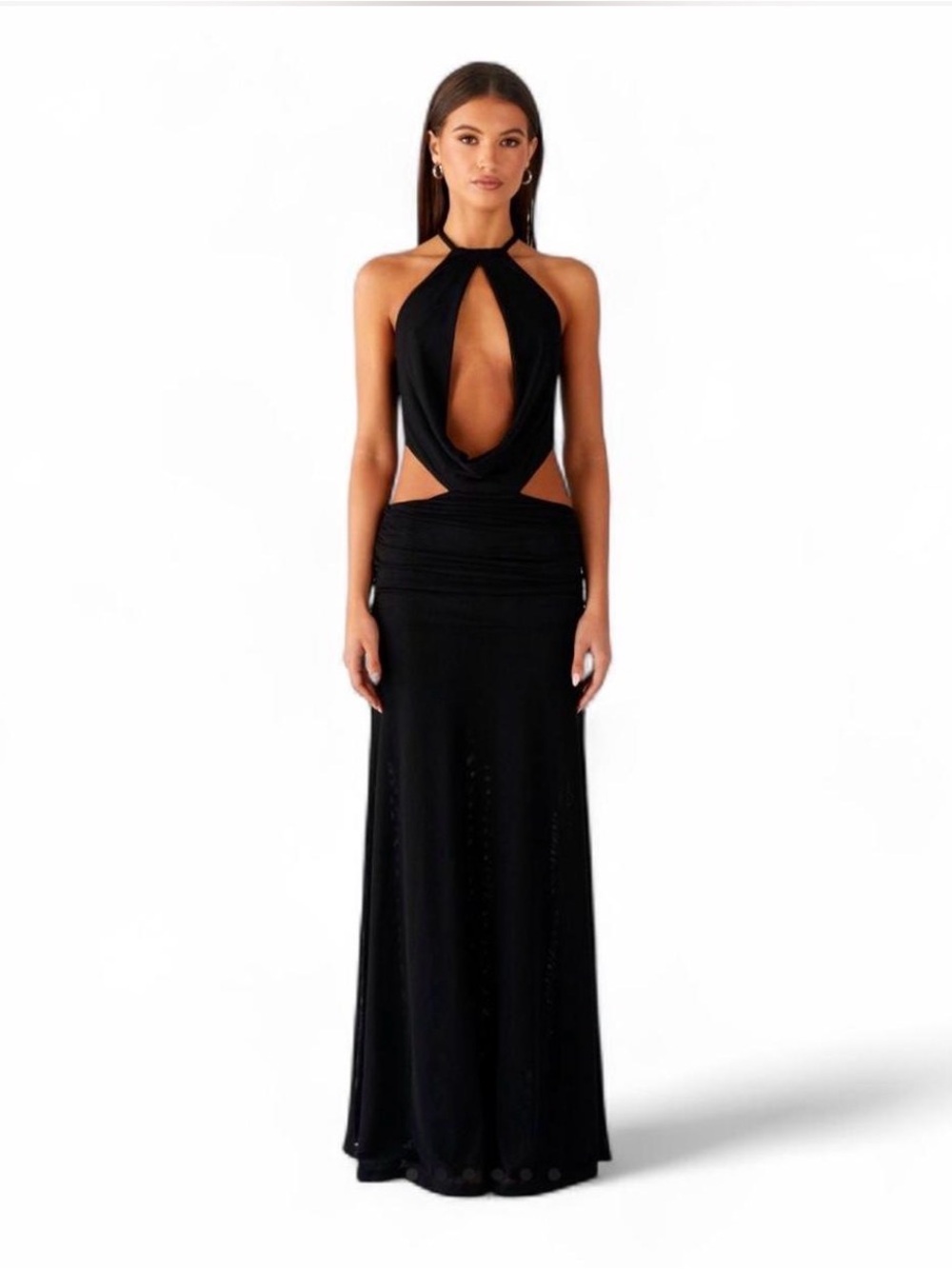 PepperMayo . Size 4. Elegant Black Halter Cutout Evening Dress